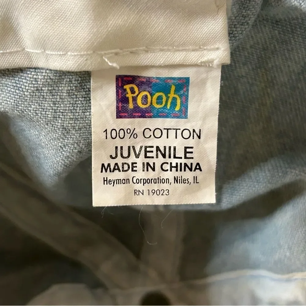 Disney Pooh Bear Rare Vintage Hat 100% Cotton looks like Acid Washed Denim Youth